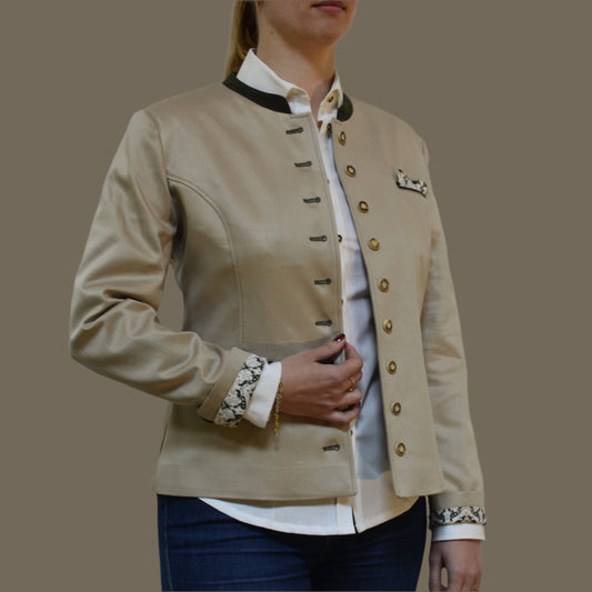 HEPHAI - Ladies Beige Cotton Jacket